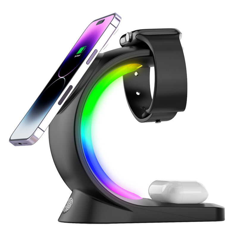 Fast Charging 4-in-1 Magnetic Wireless Charger – Ambient Light Dock for iPhone, AirPods Pro, Apple Watch