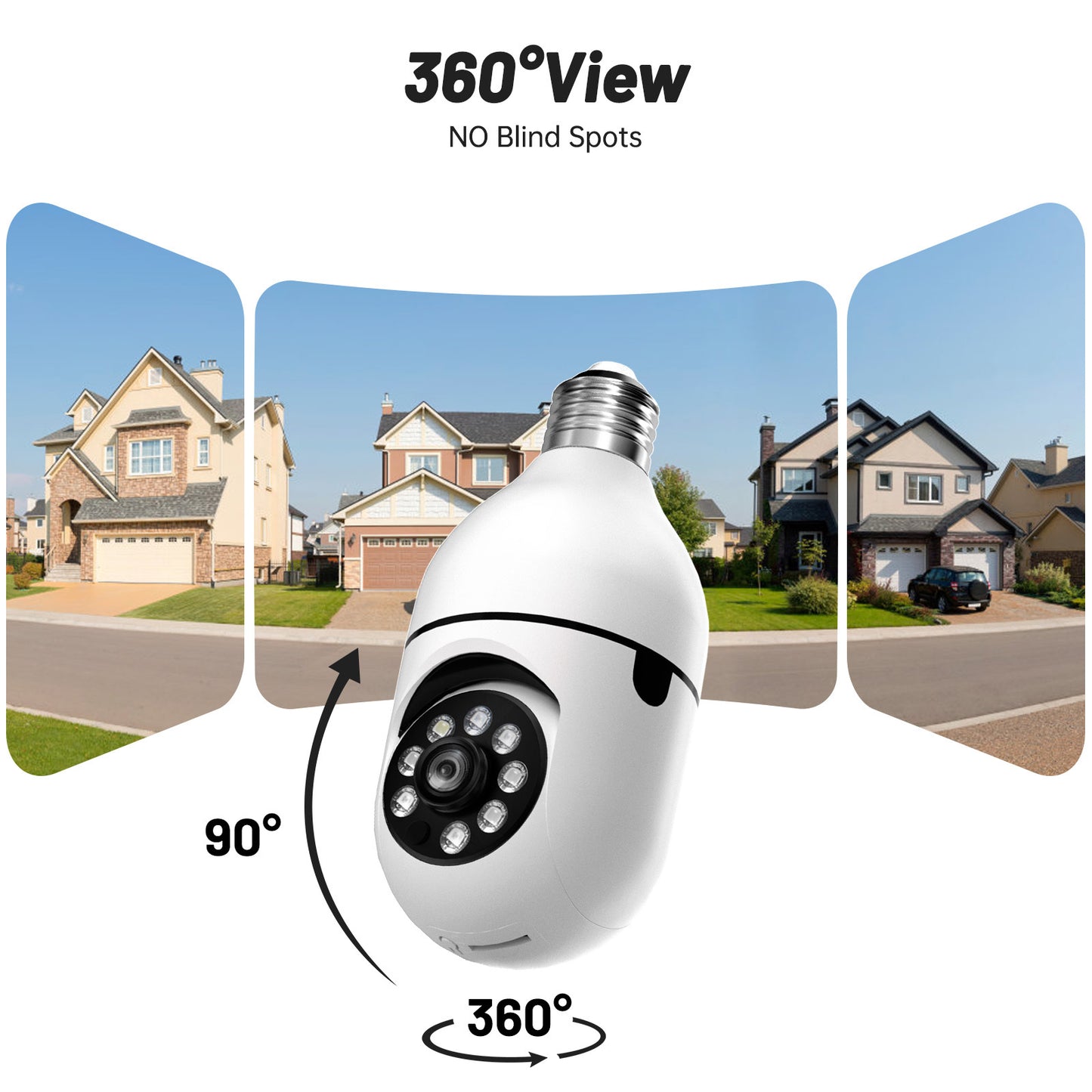 Smart Light Bulb Camera 2-Pack – 2K WiFi E27 Indoor IP Security Cameras with Full HD & Color Night Vision