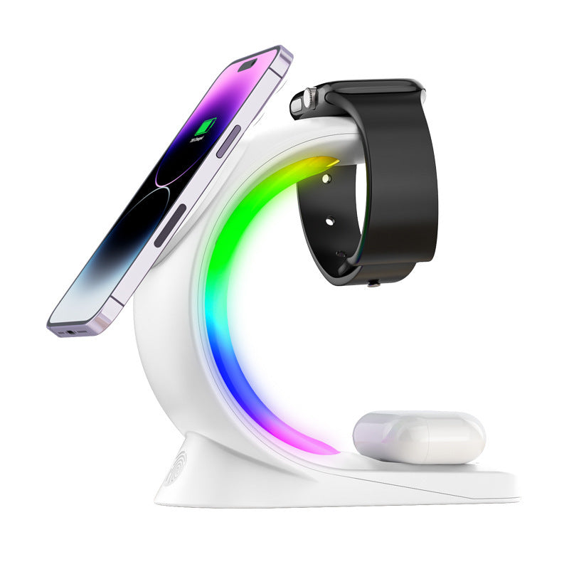 Fast Charging 4-in-1 Magnetic Wireless Charger – Ambient Light Dock for iPhone, AirPods Pro, Apple Watch