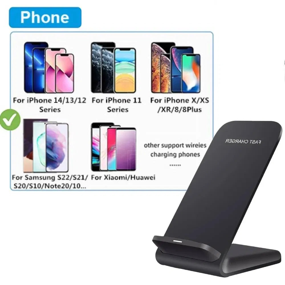 Fast Qi Wireless Charging Stand – Compatible with Samsung Galaxy & All Qi-Enabled Devices