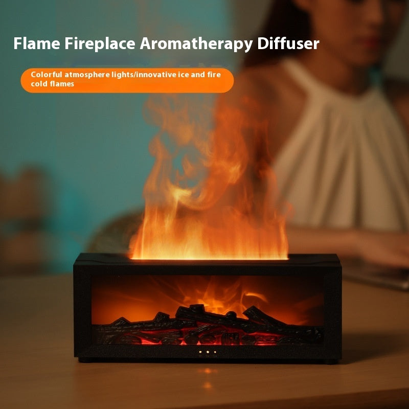 3D Flame Essential Oil Diffuser – Colorful LED Aromatherapy Humidifier, Large Mist Output, Fireplace Flame Effect