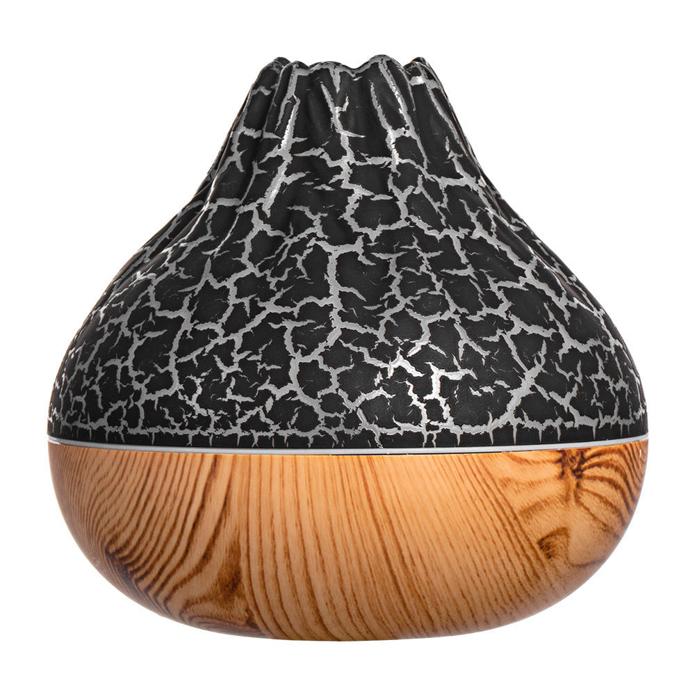 Volcano Humidifier with Wood Grain Finish – Silent Cool Mist Diffuser with 7-Color Ambient LED Light
