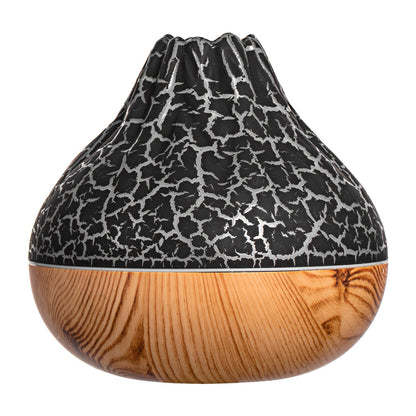 Volcano Humidifier with Wood Grain Finish – Silent Cool Mist Diffuser with 7-Color Ambient LED Light