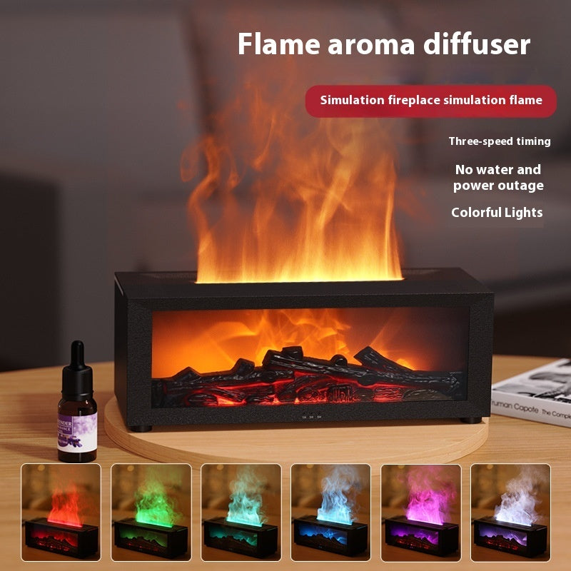3D Flame Essential Oil Diffuser – Colorful LED Aromatherapy Humidifier, Large Mist Output, Fireplace Flame Effect