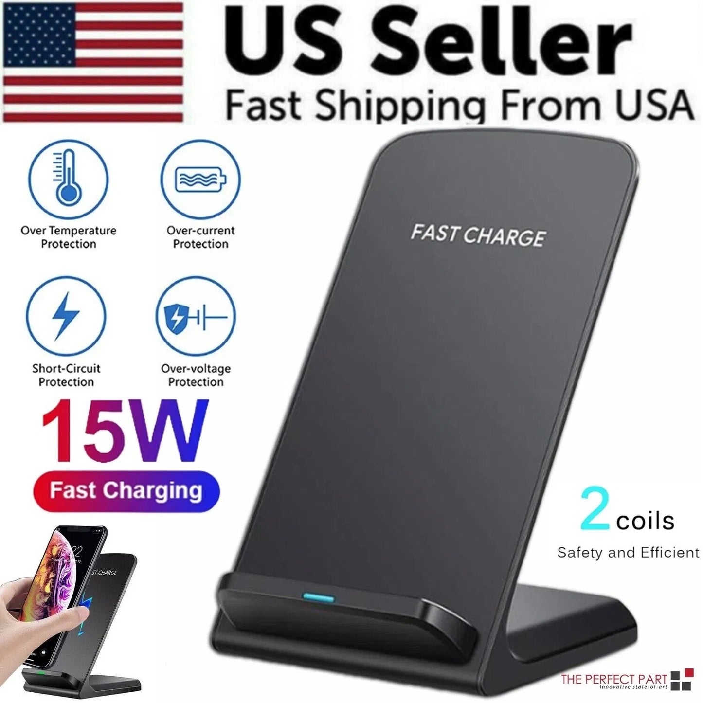Fast Qi Wireless Charging Stand – Compatible with Samsung Galaxy & All Qi-Enabled Devices