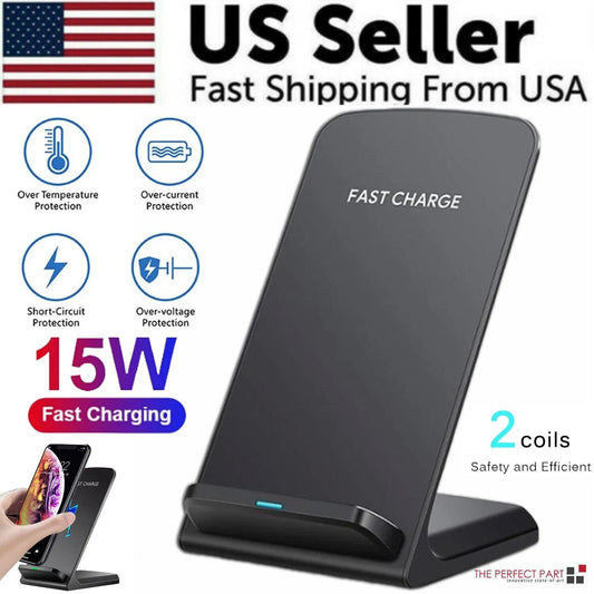 Fast Qi Wireless Charging Stand – Compatible with Samsung Galaxy & All Qi-Enabled Devices