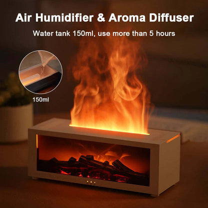 3D Flame Essential Oil Diffuser – Colorful LED Aromatherapy Humidifier, Large Mist Output, Fireplace Flame Effect