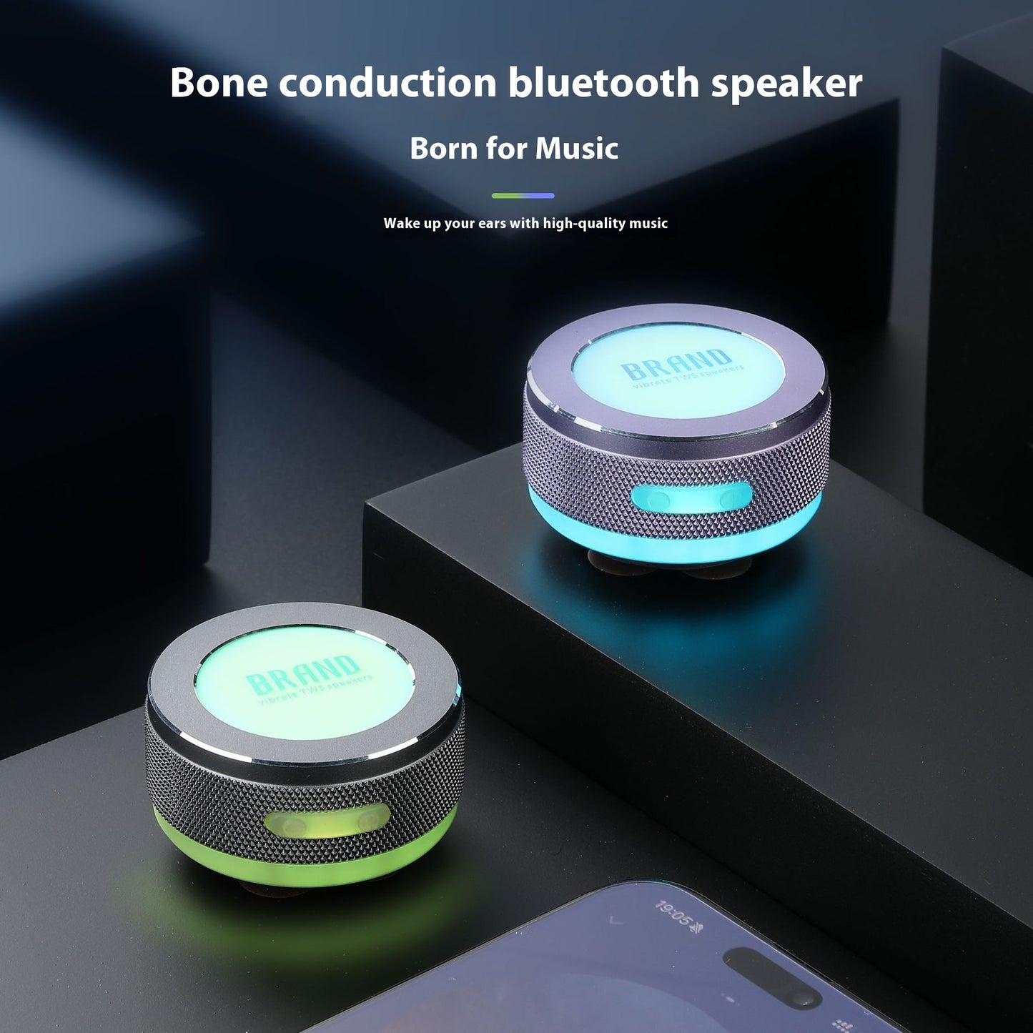 Mini Bone Conduction Bluetooth Speaker – Wireless Vibration Speaker with Colorful LED Light & Surface Adsorption