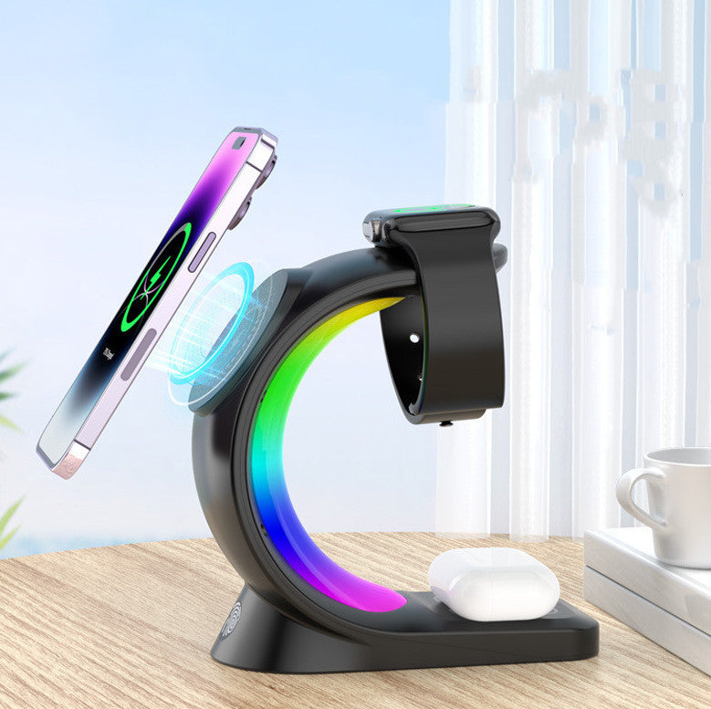Fast Charging 4-in-1 Magnetic Wireless Charger – Ambient Light Dock for iPhone, AirPods Pro, Apple Watch