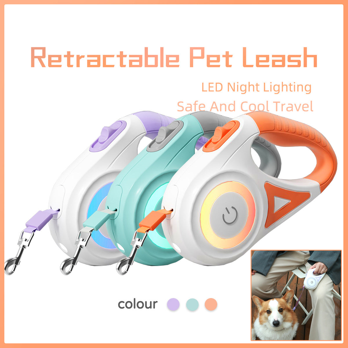 Automatic Retractable Dog Leash & Collar Set – Durable Traction Rope for Small to Medium Pets