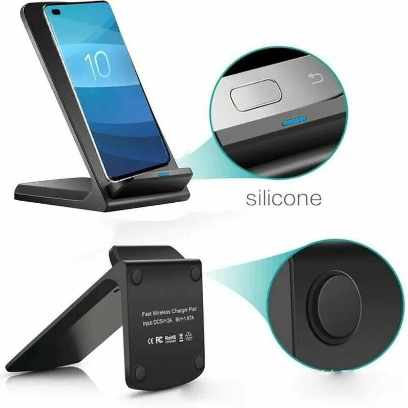 Fast Qi Wireless Charging Stand – Compatible with Samsung Galaxy & All Qi-Enabled Devices
