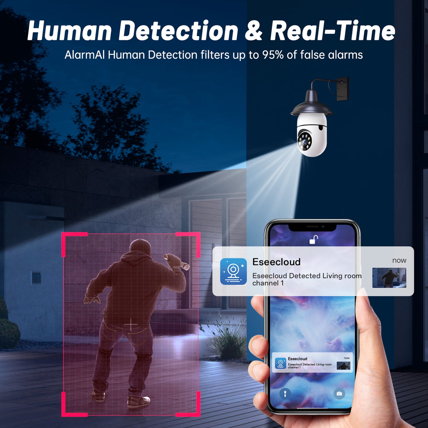 Smart Light Bulb Camera 2-Pack – 2K WiFi E27 Indoor IP Security Cameras with Full HD & Color Night Vision